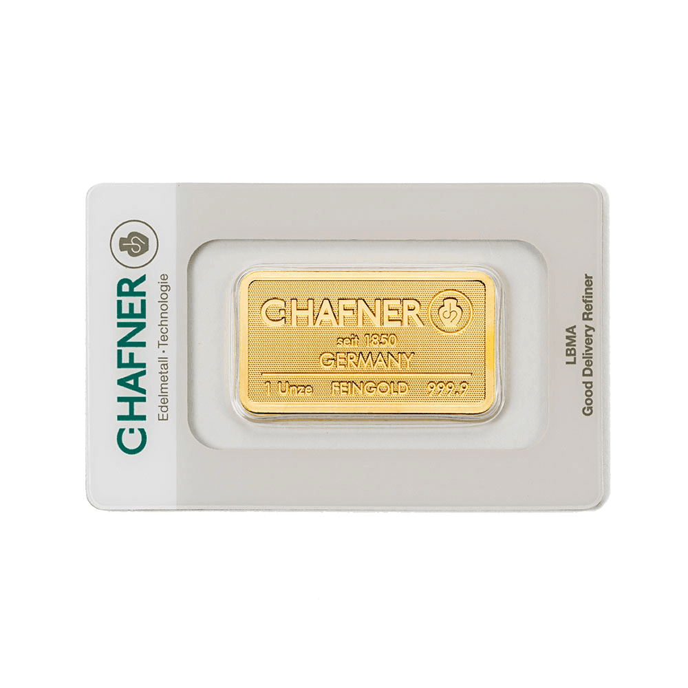 1 troy ounce goudbaar C.Hafner