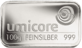 100 gram zilverbaar Umicore