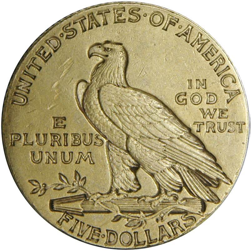 Gouden 5 dollar half indian head munt