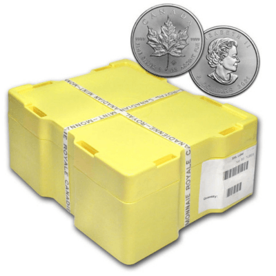 Monsterbox 1 troy ounce zilveren Maple Leaf (500 stuks)