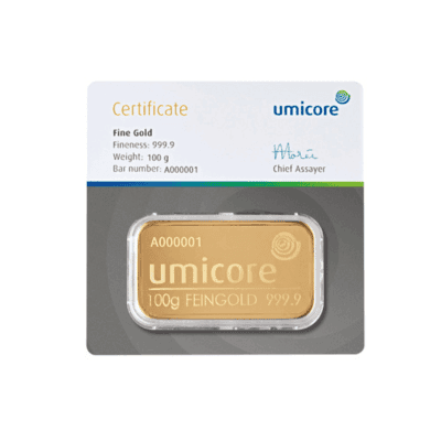 100 gram goudbaar Umicore