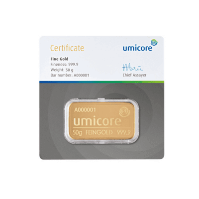 50 gram goudbaar Umicore