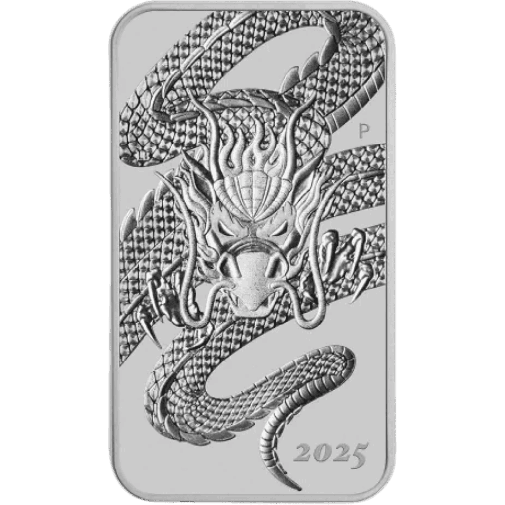 Rectangular Dragon muntbaar zilver 1 troy ounce
