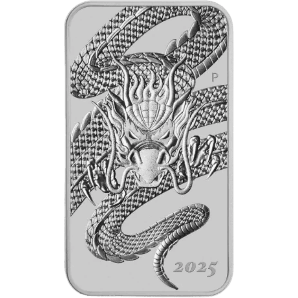 Rectangular Dragon muntbaar zilver 1 troy ounce