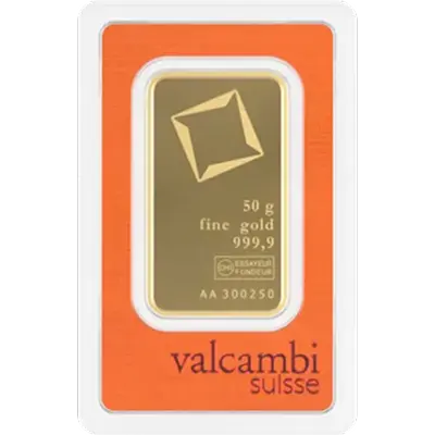 Goudbaar 50 gram verkopen Valcambi bij Goudzaken