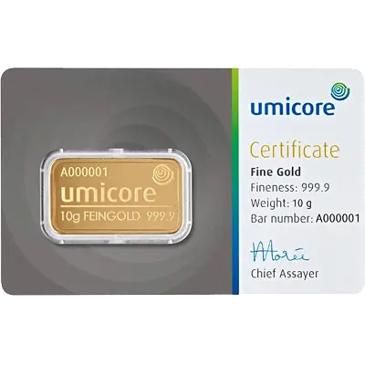 10 gram goud verkopen van Umicore bij Goudzaken