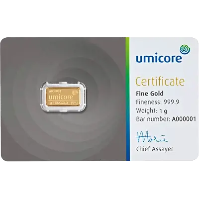Umicore goudbaar 1 gram verkopen bij Goudzaken