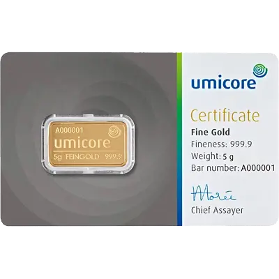 5 gram goudbaar verkopen Umicore Goudzaken